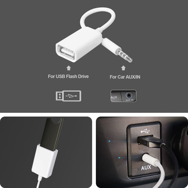 Oxsubor AUX to USB Adapter, 3.5mm Male Audio Jack to USB 2.0 Female Converter Cable, 2-Pack â€“ Only for Car AUX-in with MP3 Decoder, Not for Headphones, Speakers, Computers, or MP3 Players - Image 4
